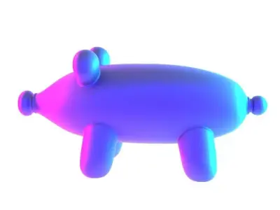 Violet Piggy Balloon Decoration Props Second Life toy 3D print model