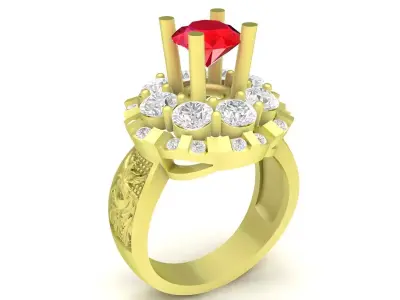 Luxury Halo Ruby Style Ring 3D Model  3894 3D print model