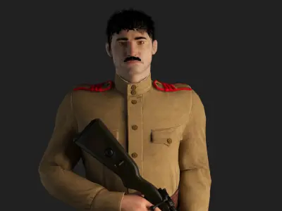 Soldier with kar98k Unreal Engine Rig 3D model