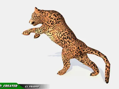 Lowpoly Jaguar-Leopard Animated 3D model Low-poly 3D model