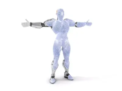 Futuristic Silver Cyborg model pack Low-poly 3D model