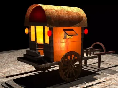 Chinese carriage Low-poly 3D model