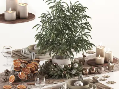 tableware setting christmas N047 3D model