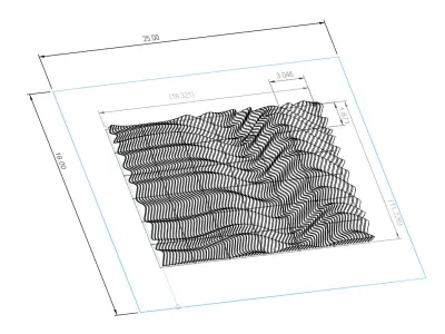 Wall Facade wave parametric facade wood panel size 18ft by 11ft 3D print model