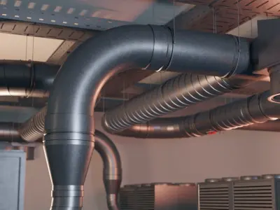 Ventilation System Asset Kit 61 Models underground and ceilings Low-poly 3D model