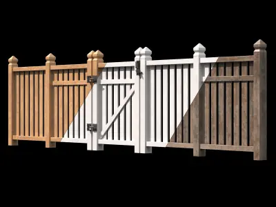 Wooden Fence set package 3D Model Collection