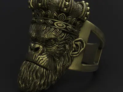Animal ring Jewelry Monkey king with crown vol1  3D print model