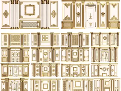 Boiserie Classic Wall Panels Collection 0202 Low-poly 3D model