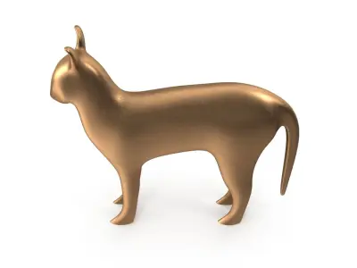 Cat PBR golden Low-poly 3D model