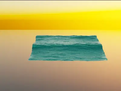 Oceans piece of paper in ocean at sunset Free 3D model