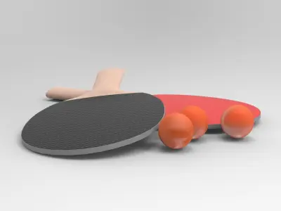 Ping-Pong Racket Low-poly 3D model