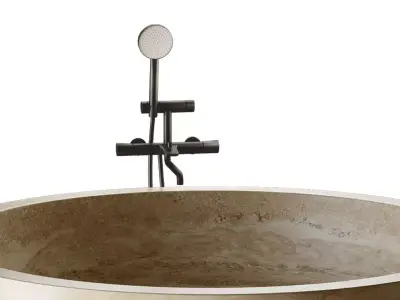 Sheerdecor Sfera Travertine Stone Bathtub 3D model