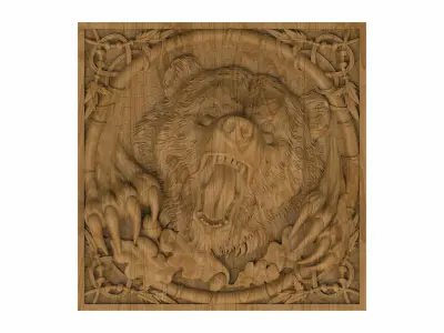 Carved panel painting STL 3D model 3