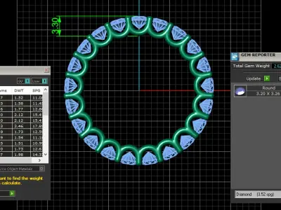 U Shaped Eternity Ring 3 point 2 mm stone size swiss 16 and EU56 3D print model