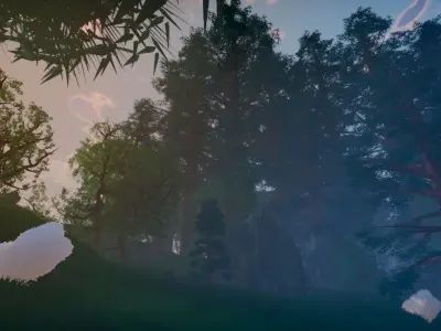 Stylized trees and rocks 3D model