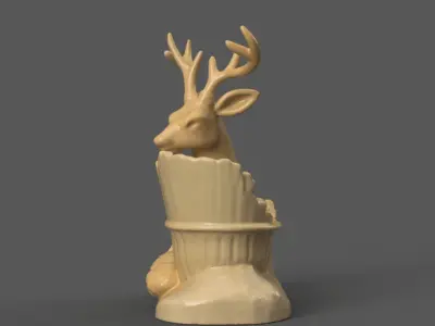 deer  planter - vase - urn - candy dish - candle holder  3D print model