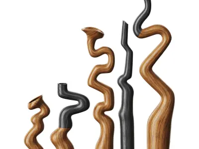 Wooden Vase Low-poly 3D model