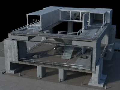 Modular Construction Building Site Free low-poly 3D model