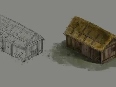 gAME Residential houses - straw house 65 3D model