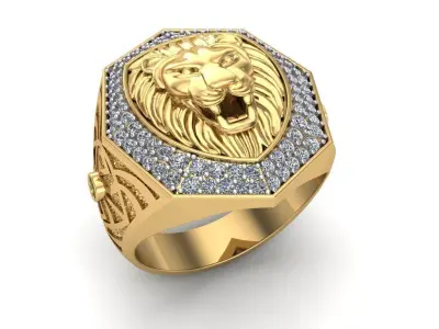 Gold Lion Ring 3D print model
