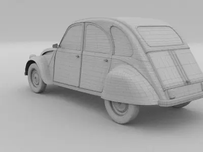 Citroen 2CV Low-poly 3D model