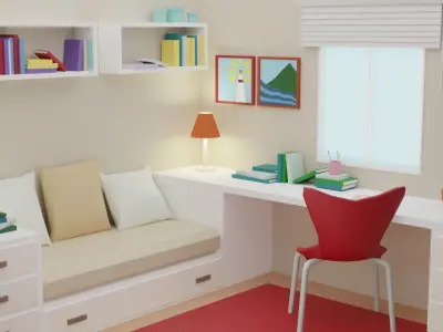 Bedroom 17 Low-poly 3D model