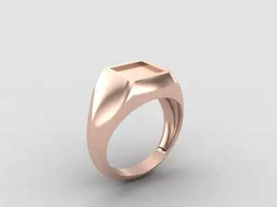 Square enamel Signet Ring Base 8MM top in All sizes 194-MWC  3D print model