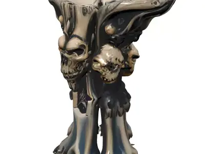 Gothic Skull Pedestal Fantasy Prop Low-poly 3D model