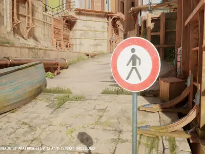 Lowpoly CITY TRAFFIC STREET SIGN No Passenger VR AR Games 3D Low-poly 3D model