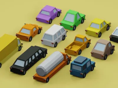 Low poly vechicle - low poly cars Low-poly 3D model