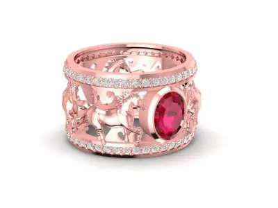 Leo Zodiac Ruby Ring 3D Model  201 3D print model