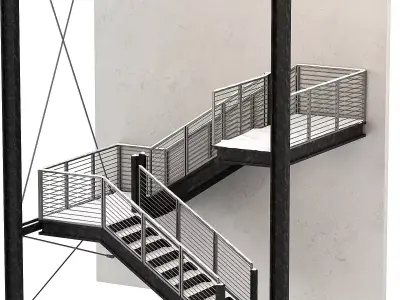 Snowy Factory Staircase 3D model