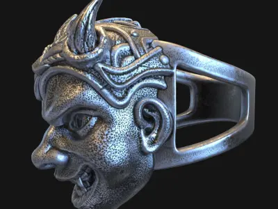 skull ring jewelry Demon  vol2  3D print model