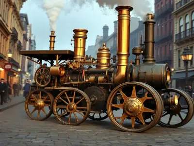 Steampunk Tractor with Ornate Brass Details Low-poly 3D model