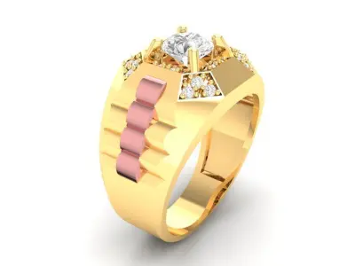 Luxury Two Tone Diamond Men Ring  177 3D print model
