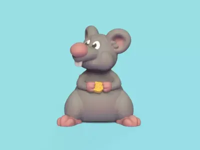 Cartoon Mouse Eating 3D print model