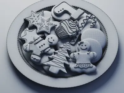 Christmas cookies Low-poly 3D model