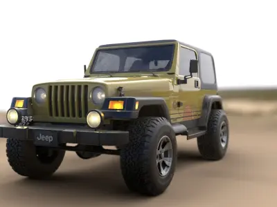 Jeep Wrangler TJ Custom Design Jeep Islander theme Low-poly 3D model