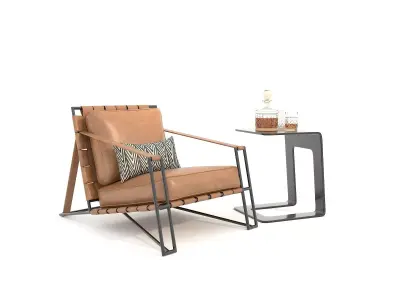 Modern Coffee Table and Armchair Set 70 3D model