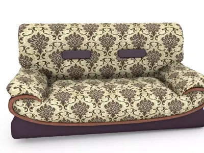 2 sit Pattern sofa - flower 3D model