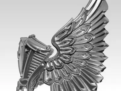 Harley Biker Wings Engine Moto Man Ring 3D print model