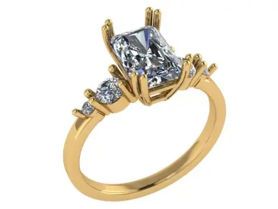 Prong Radiant shaped ring 3D print model