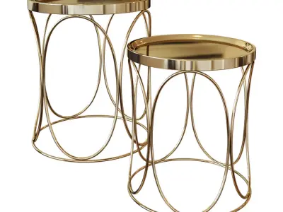 Set of two coffee tables with metal top A79100090 3D model