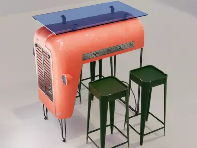 LOW POLY 3D TRACTOR TABLE Low-poly 3D model