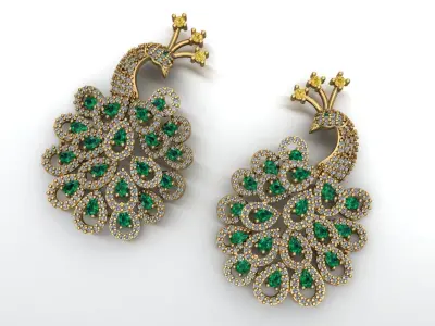 peacock earring 3D print model