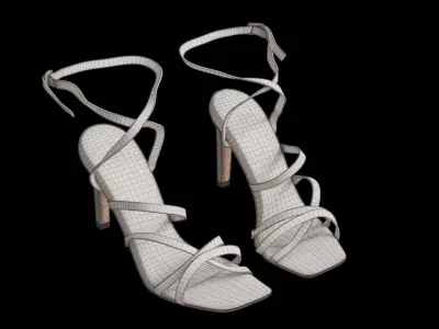 Italian Leather Strappy Sandals Low-poly 3D model