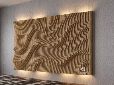 Parametric Wavy Wooden Wall Decor 09 - wood cutting machines  3D model