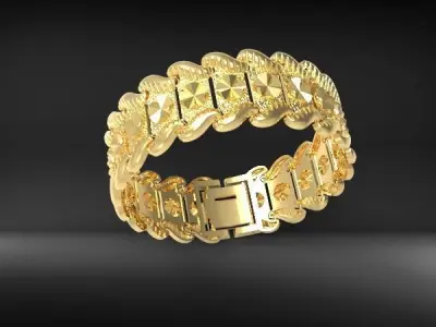 Braslet gold bracelet with intricate design 3D print model