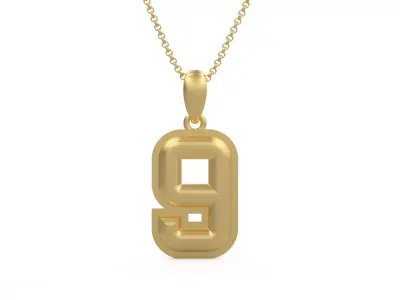 Model 1164 Number 9 Necklace Curved With Border 3D print model