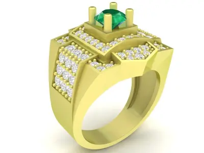 Luxury Emerald Pave Ring for Men  3764 3D print model